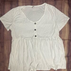 Acting Pro Cream Button-Front Blouse